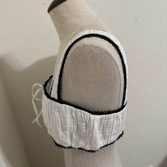 Free People White Crop Top with Black Trim - Picture 3 of 4